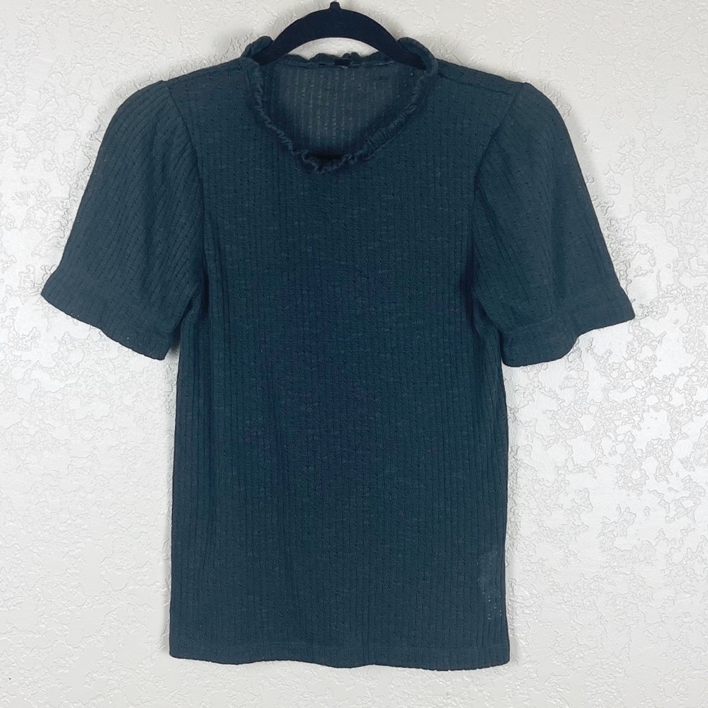 J Crew Puff sleeve pointelle short sleeve top